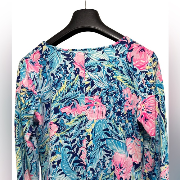 Lilly Pulitzer GUC Size M Classic Lilly Pink & Blue Long Sleeve Dress (0620) - Picture 7 of 12